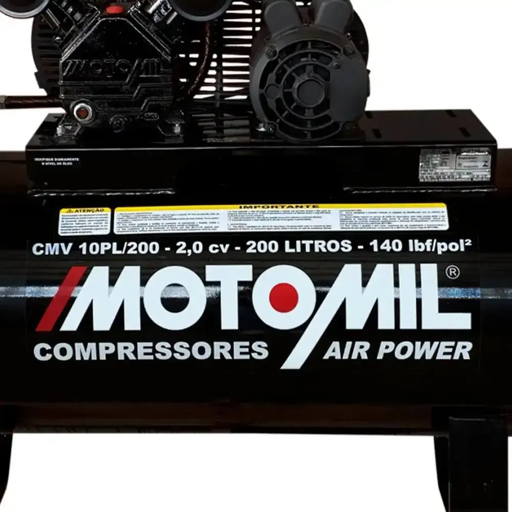 Compressor de ar 2 pistões CMV mono air power 10 pés 2HP 200L 42276.0 MotoMil — fotografia 4