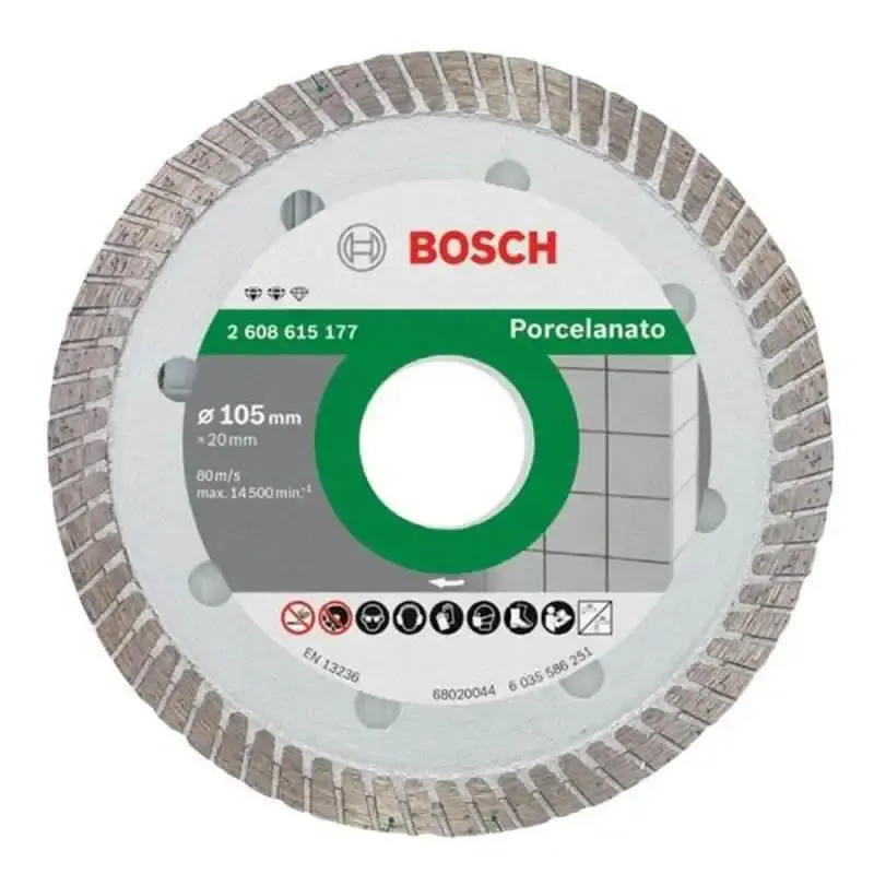 Disco de corte diamantado 4.3/8 POL 105 MM fino para porcelanato turbo Bosch — fotografia de referência
