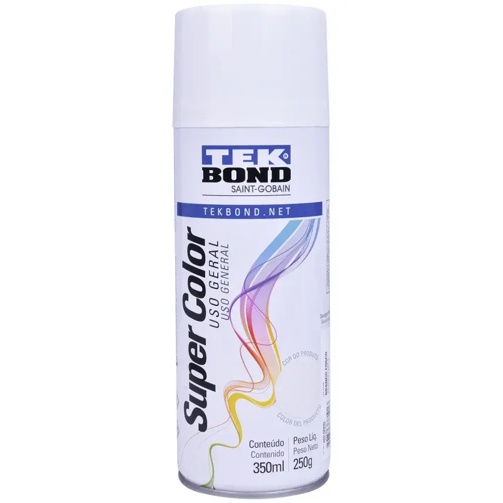 Tinta spray uso geral branco fosco 350ML Tekbond — fotografia 6