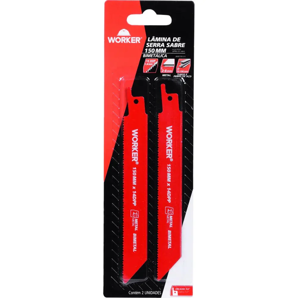 Lâmina para serra sabre bimetálica 1/2” 150MM 14 dentes Worker — fotografia 4