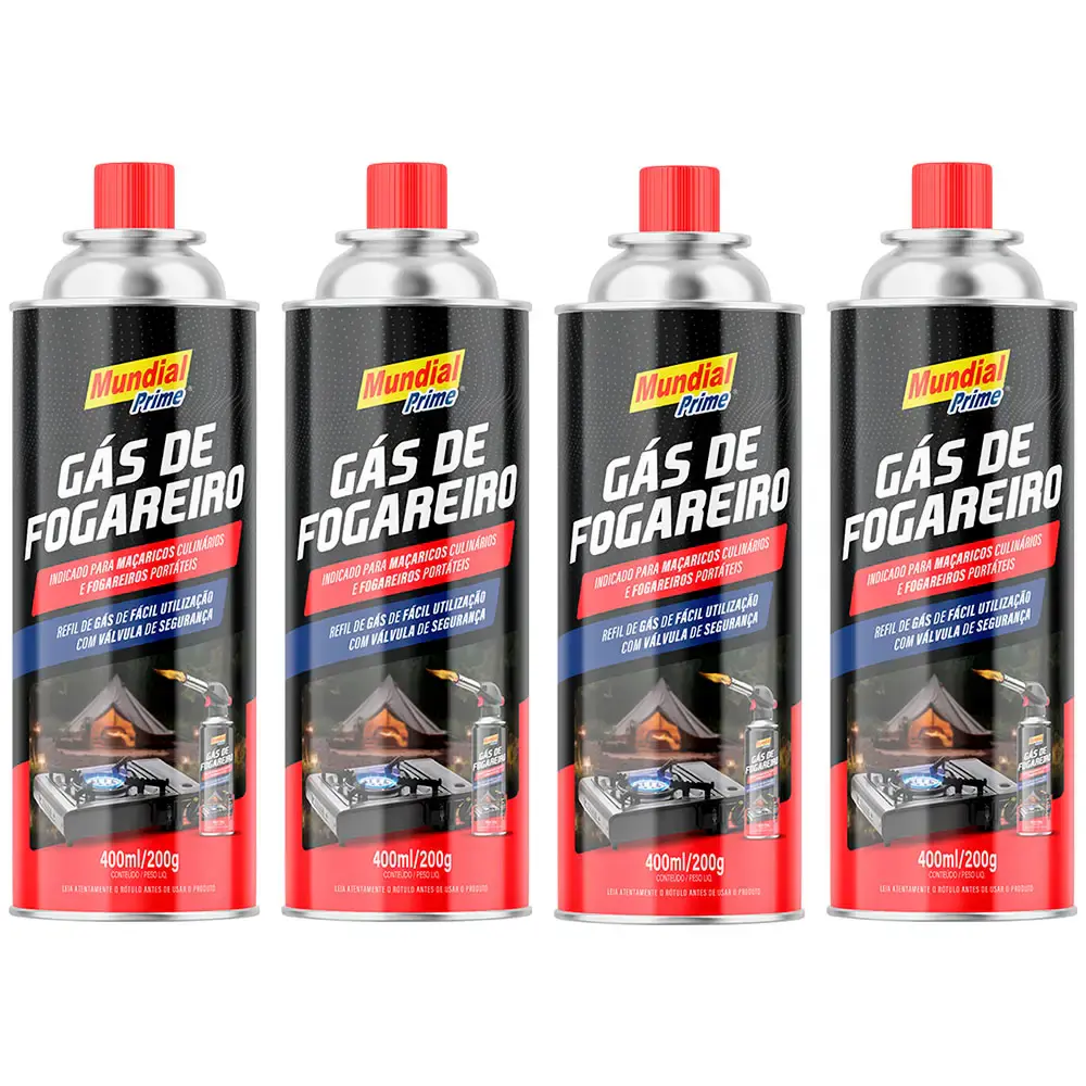 Gás para maçarico e fogareiro 400ML 4 unidades aeroflex Mundial