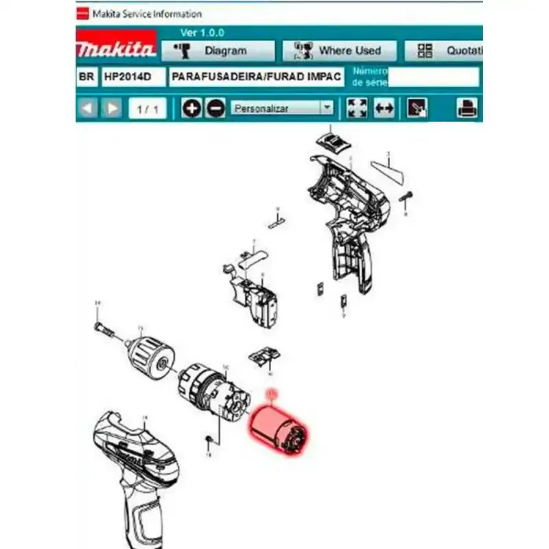 Motor para furadeira / parafusadeira HP2014D 629962-9 Makita — fotografia 4