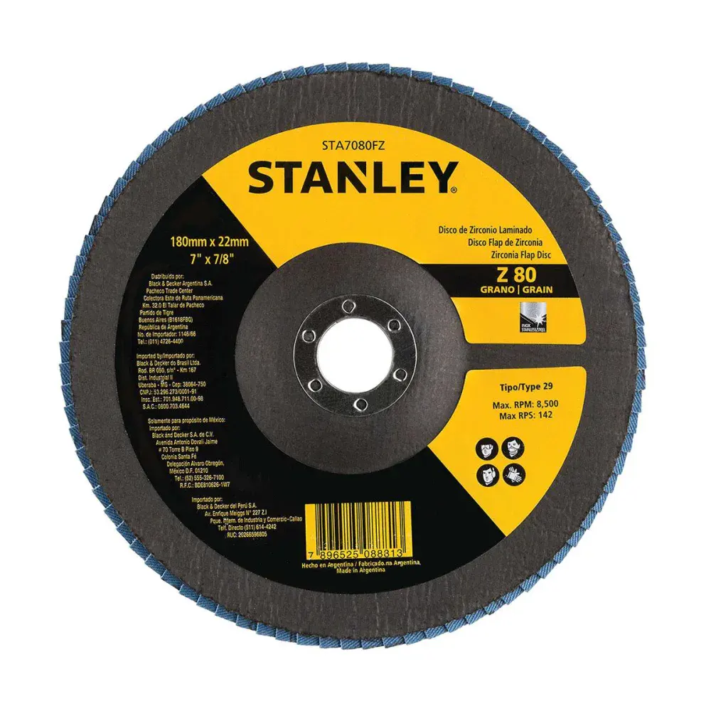 Disco flap fibra cônico 7" x 7/8" Z80 Stanley