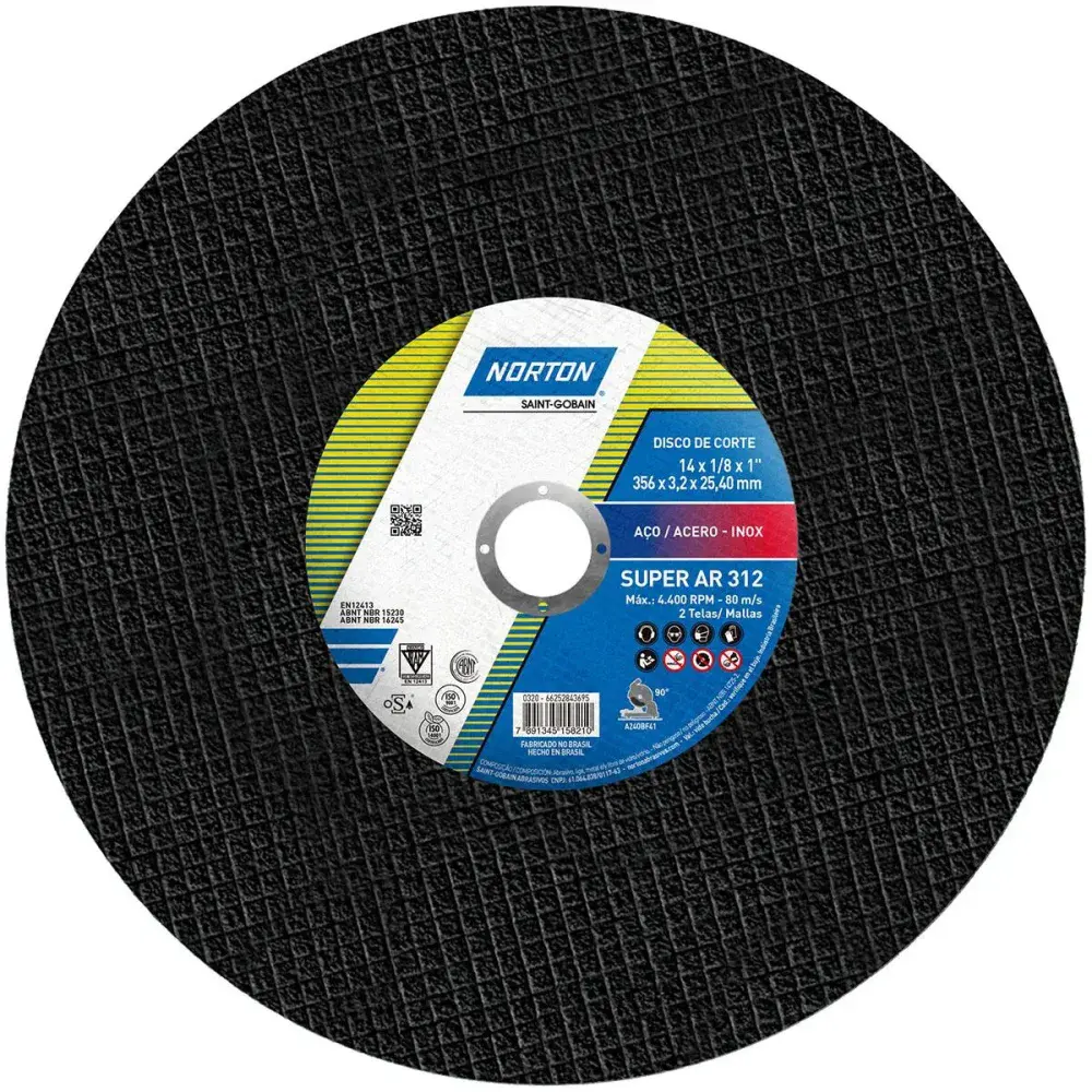 Disco de corte super aços AR312 356X3.2MM Norton — fotografia 3