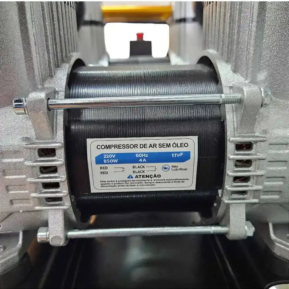 Compressor de ar portátil silencioso 10 pés 1 HP 50 litros isento de óleo 1200X2-50L Compbrasil 220 V — fotografia 10