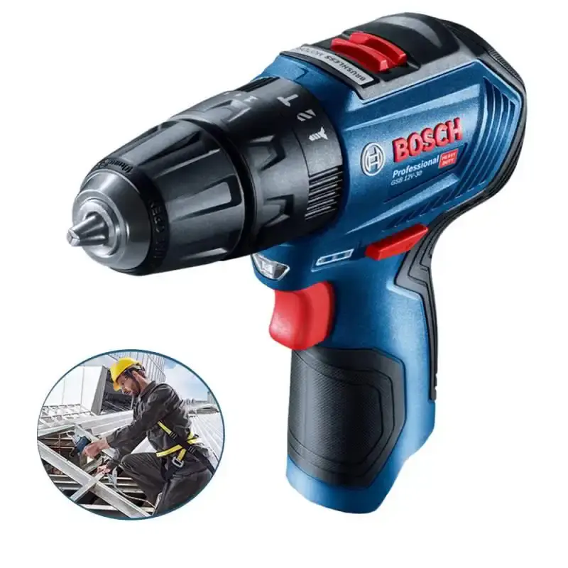 Furadeira parafusadeira bateria 12V com impacto GSB 12V-30 brushless sem bateria e carregador Bosch — fotografia de referência