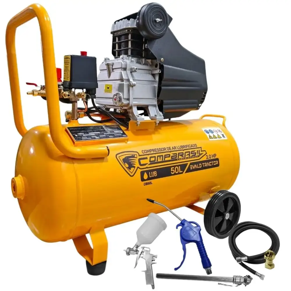 Compressor portátil lub 8,6 pés 2HP 50L com kit 5 peças evald tractor Compbrasil 220 V — fotografia 2