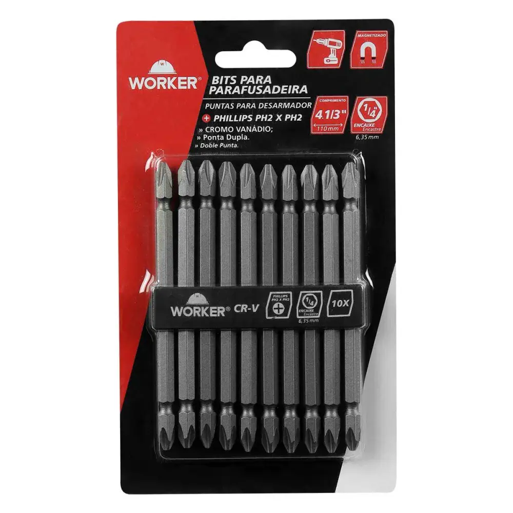 Bits para parafusadeira phillips PH2 4.1/3 - 110MM Worker — fotografia 4