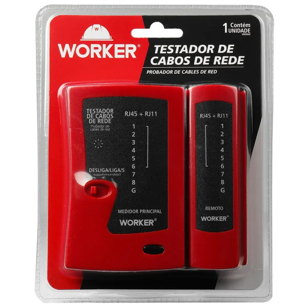 Testador de cabos RJ11/RJ12/RJ45 9V Worker