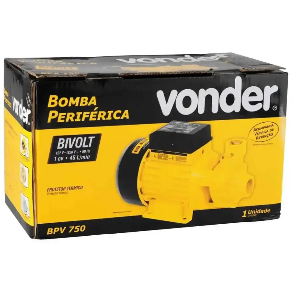 Bomba d`água periférica 1,0 CV bivolt BPV 750 Vonder — fotografia 6