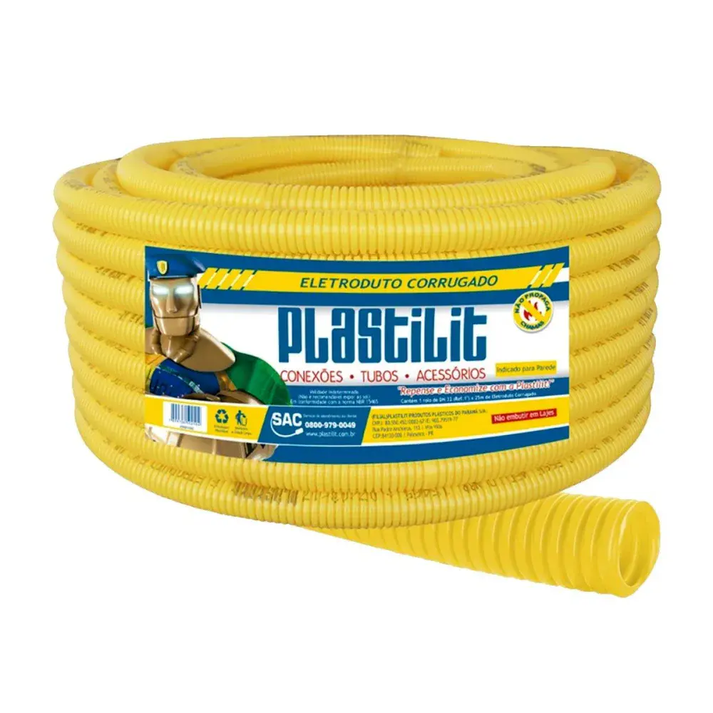Eletroduto corrugado leve 32MMX25M Plastilit