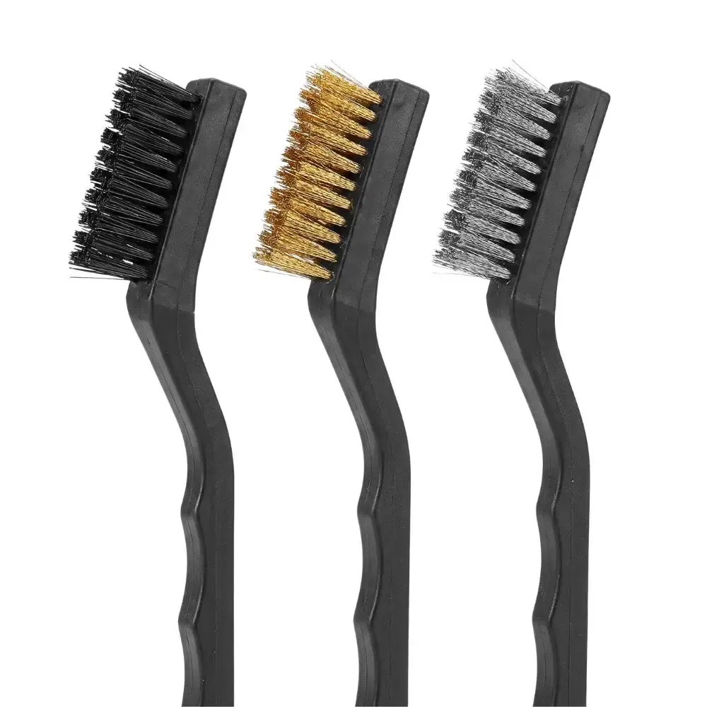 Jogo de escovas de aço manual kit com 3 peças 175 MM aço nylon latão Evald — fotografia 3