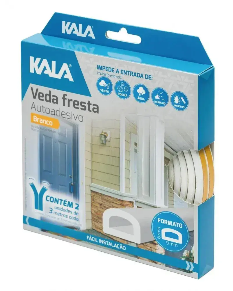 Veda fresta autoadesivo d 9X6MM-6M branco Kala — fotografia 6