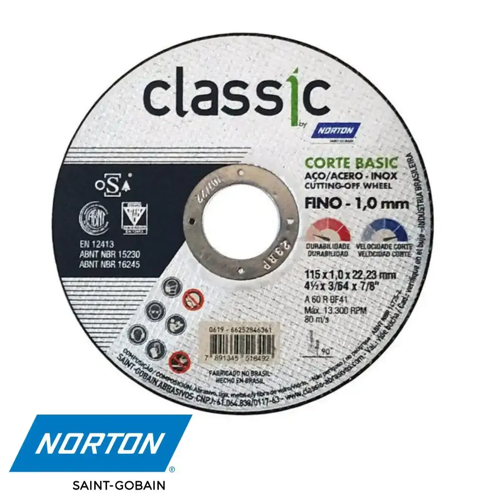Disco de Corte Inox 4.1/2 Polegadas x 1,0 mm CLASSIC BASIC NORTON — fotografia 5