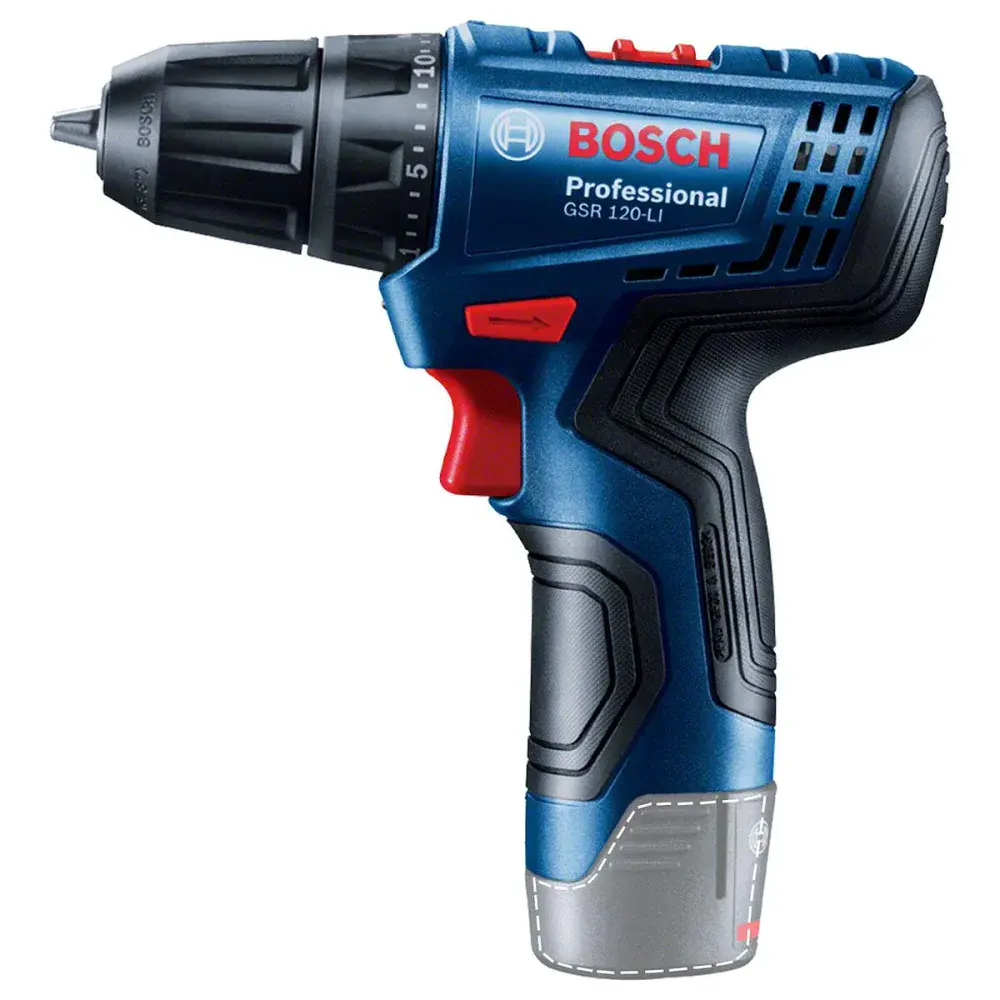 Furadeira parafusadeira a bateria gsr 120-LI 3/8” 12V Bosch — fotografia de referência
