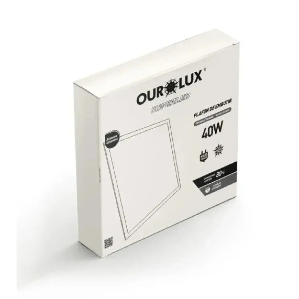 Painel superled de embutir 62X62 6500K Ourolux — fotografia 4