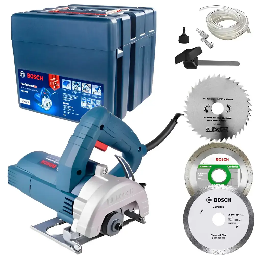 Serra Mármore Bosch TITAN 1.500W GDC 151 5" c/ Maleta, Kit de Refrigeração BOSCH + BRINDE 3 Discos 110 V
