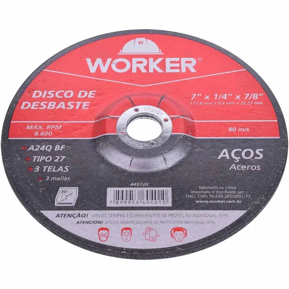 Disco desbaste 7 x 177,8 mm ferro Worker — fotografia 7
