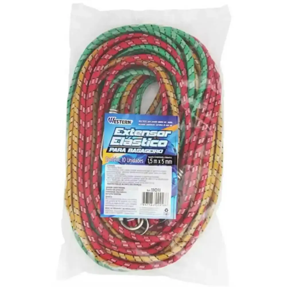 Elástico extensor para bagageiro 1,5 metro kit com 10 peças Western — fotografia 5