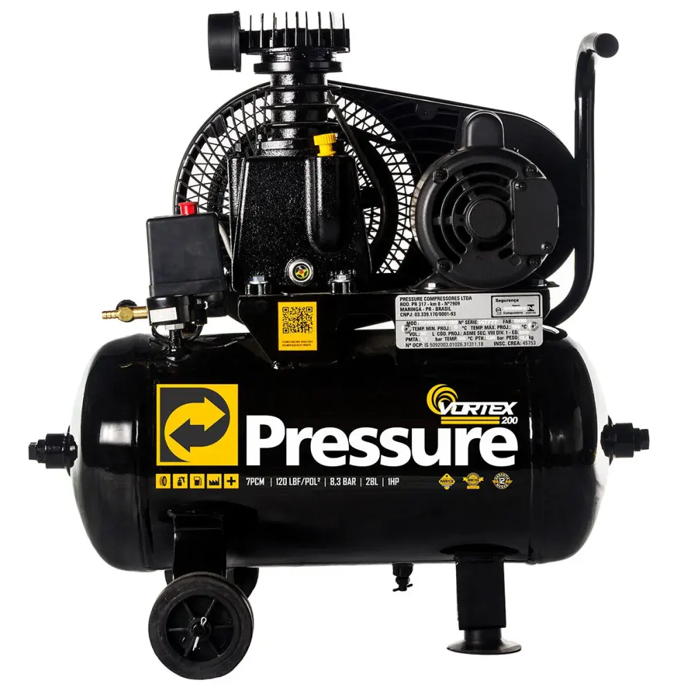 Compressor de ar vortex 200 7PCM 120PSI 28L mono Pressure