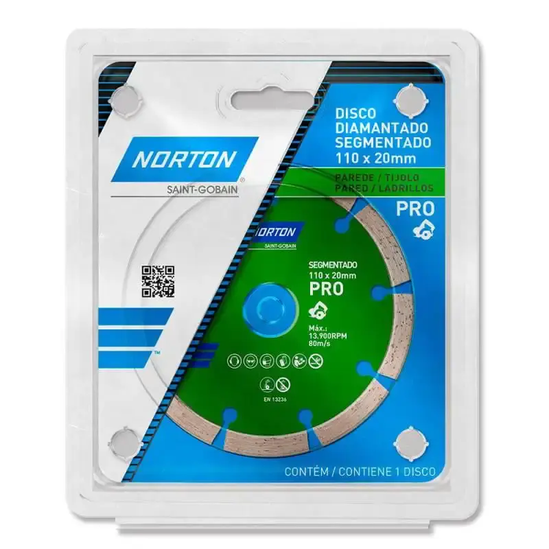 Disco diamantado 4.3/8 POL 110X20 MM segmentado PRO kit com 2 unidades Norton — fotografia 4