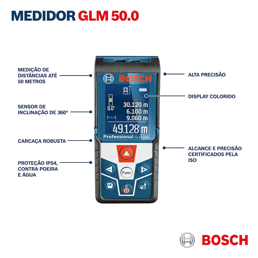 Medidor distância trena à laser GLM 500 50 metros Bosch — fotografia 8