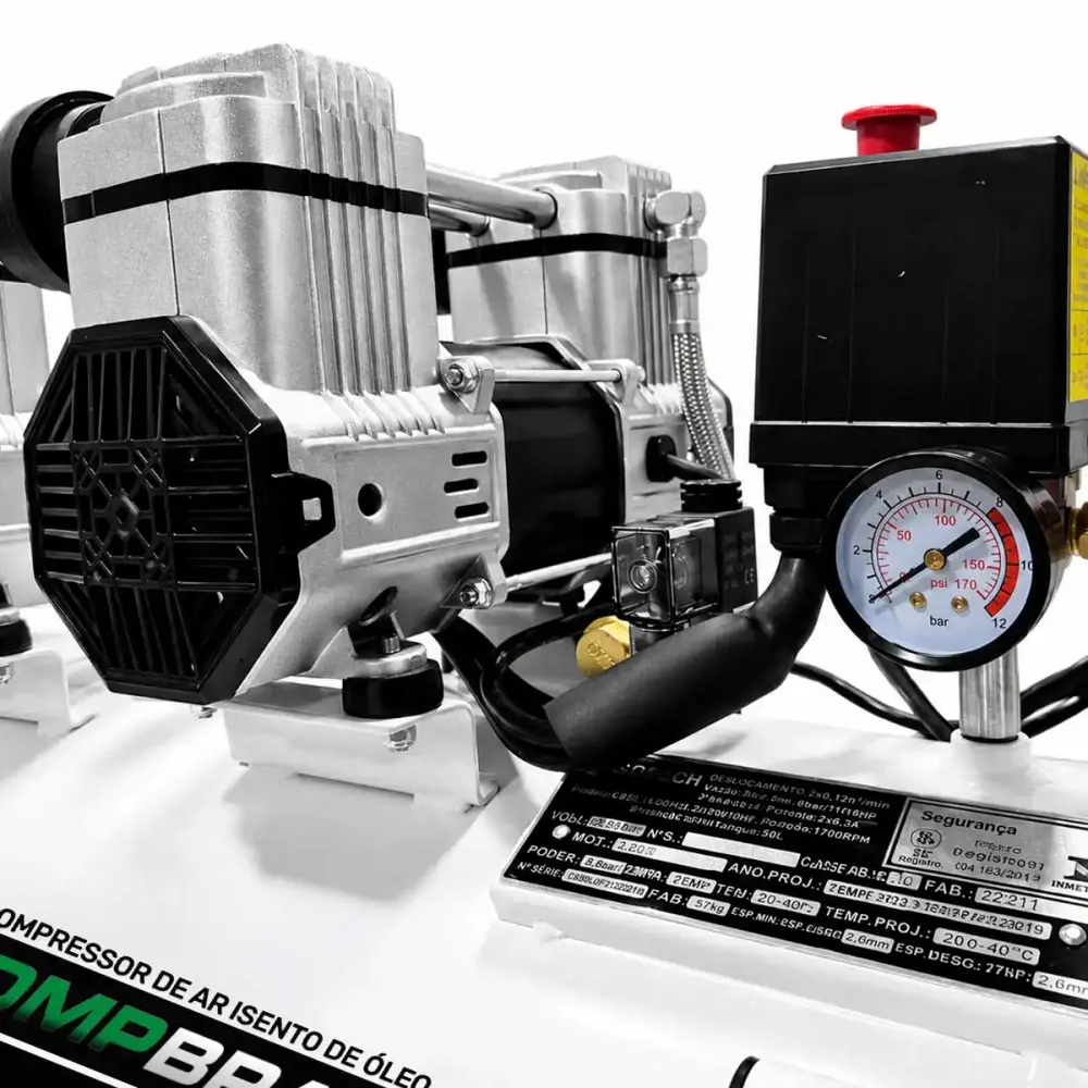 Compressor port. isento 10 PES 2,0HP 50L evald tractor Compbrasil 220 V — fotografia 4