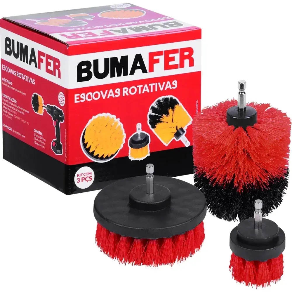 Jogo de escovas rotativas para furadeira 14MM 3 peç Bumafer — fotografia 7