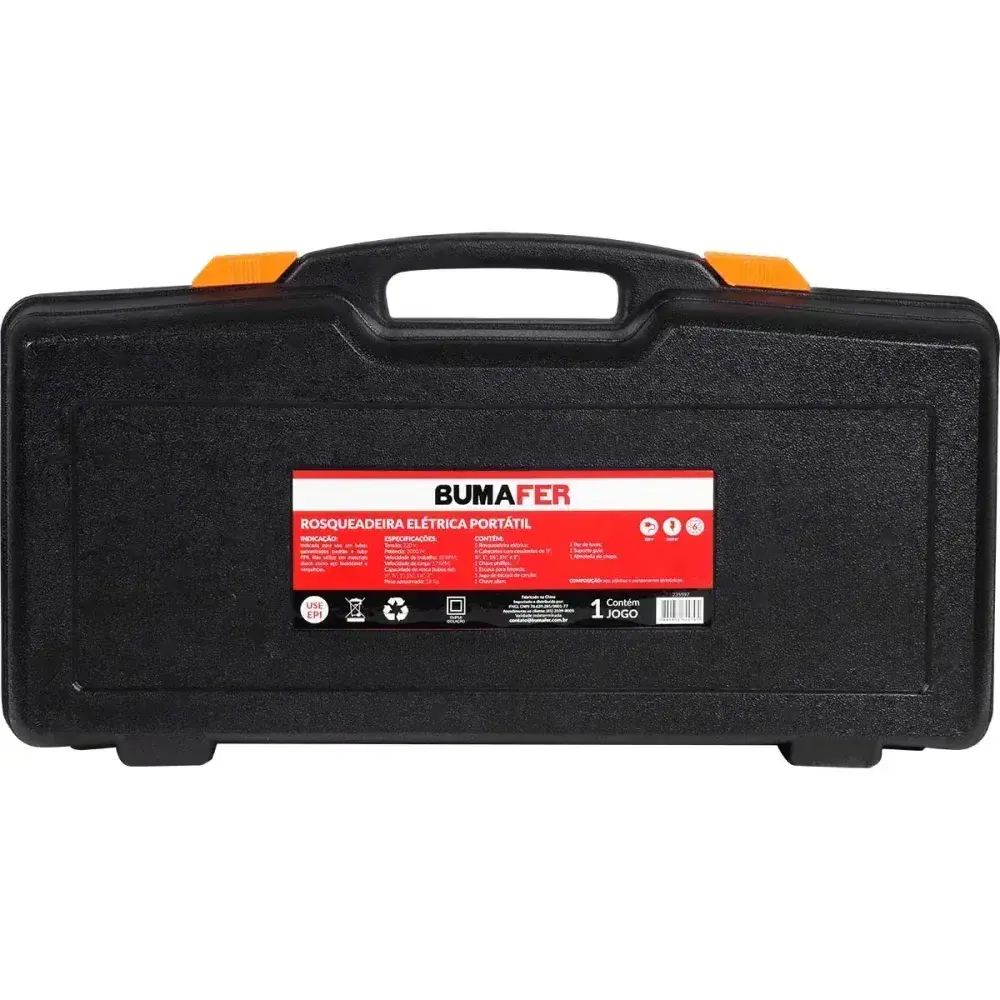 Rosqueadeira elétrica bspt 1/2 a 2" 2000W 220V completa Bumafer — fotografia 10