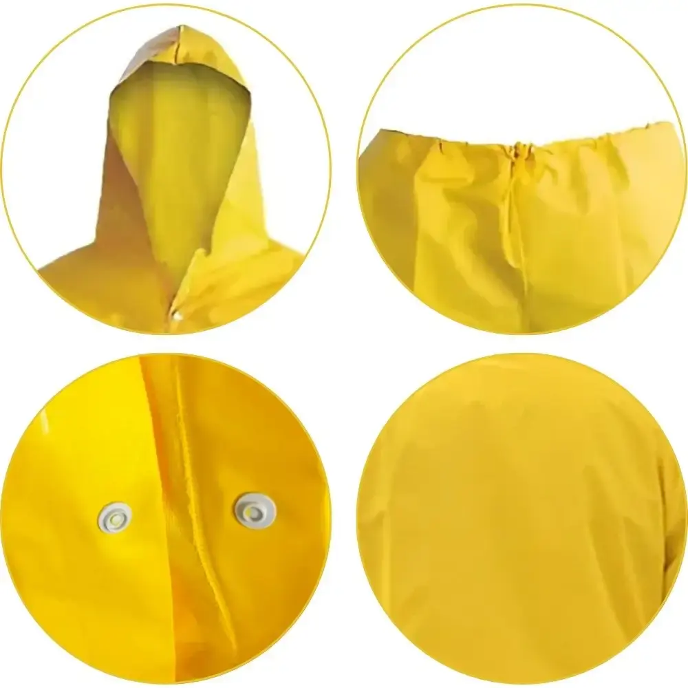 Conjunto capa de chuva e calça em PVC forrado amarelo Evald GG — fotografia 4