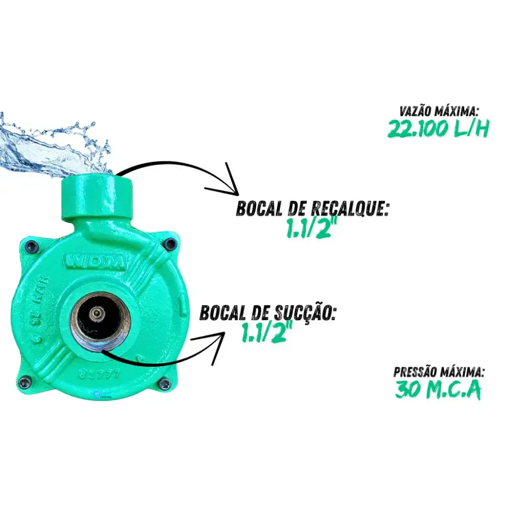 Bomba centrífuga monoestágio WDM EE 1.5 1,5CV monofásica 127V/220V/254V — fotografia 3