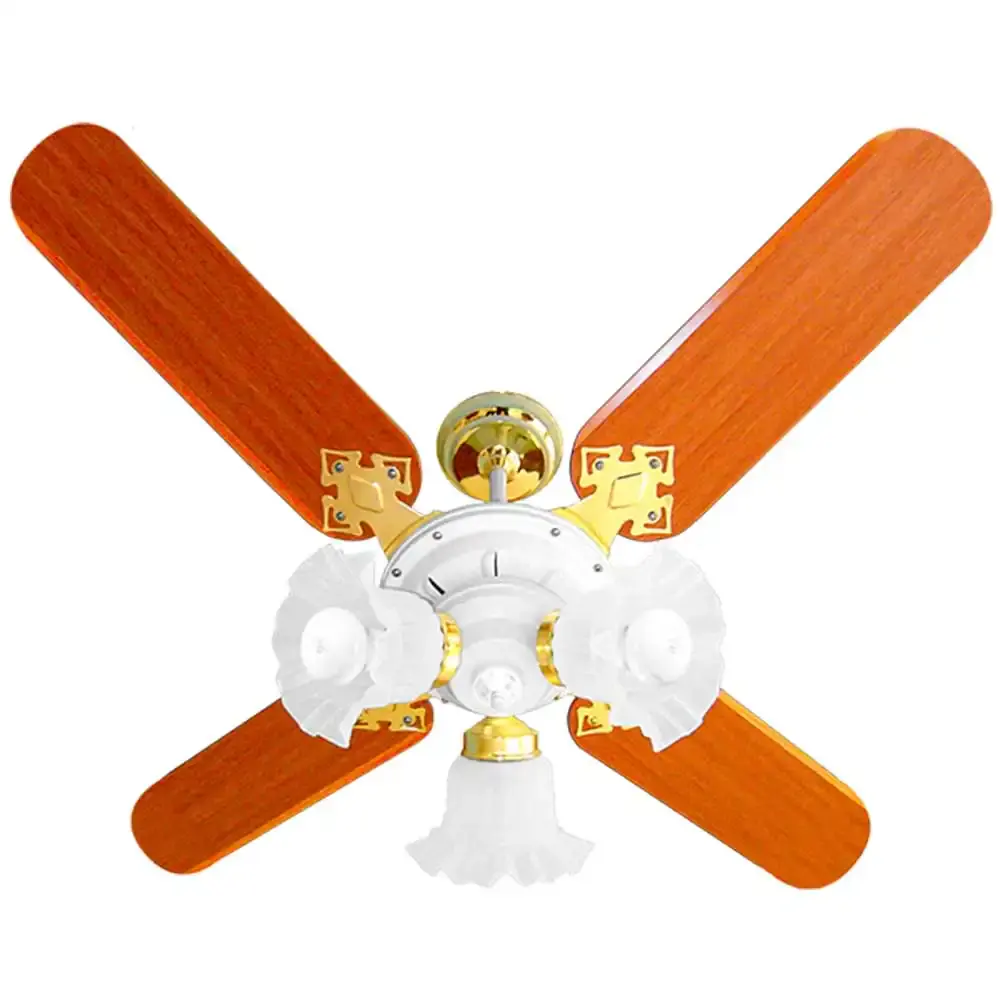 Ventilador de teto 4 pás 130W new zeta branco e mogno Venti-delta 110 V