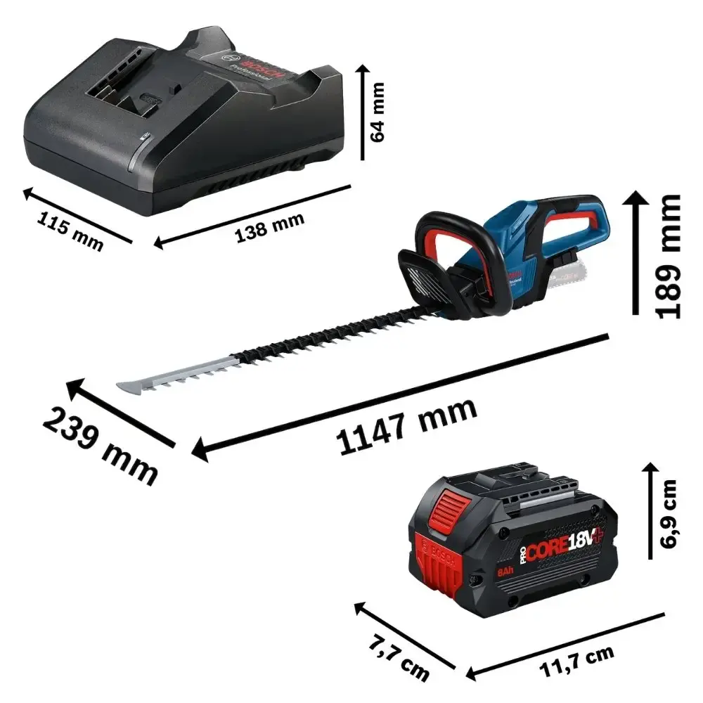 Aparador de cerca viva GHE 18V-60 com bateria 8,0AH 18V e carregador bivolt Bosch — fotografia 2