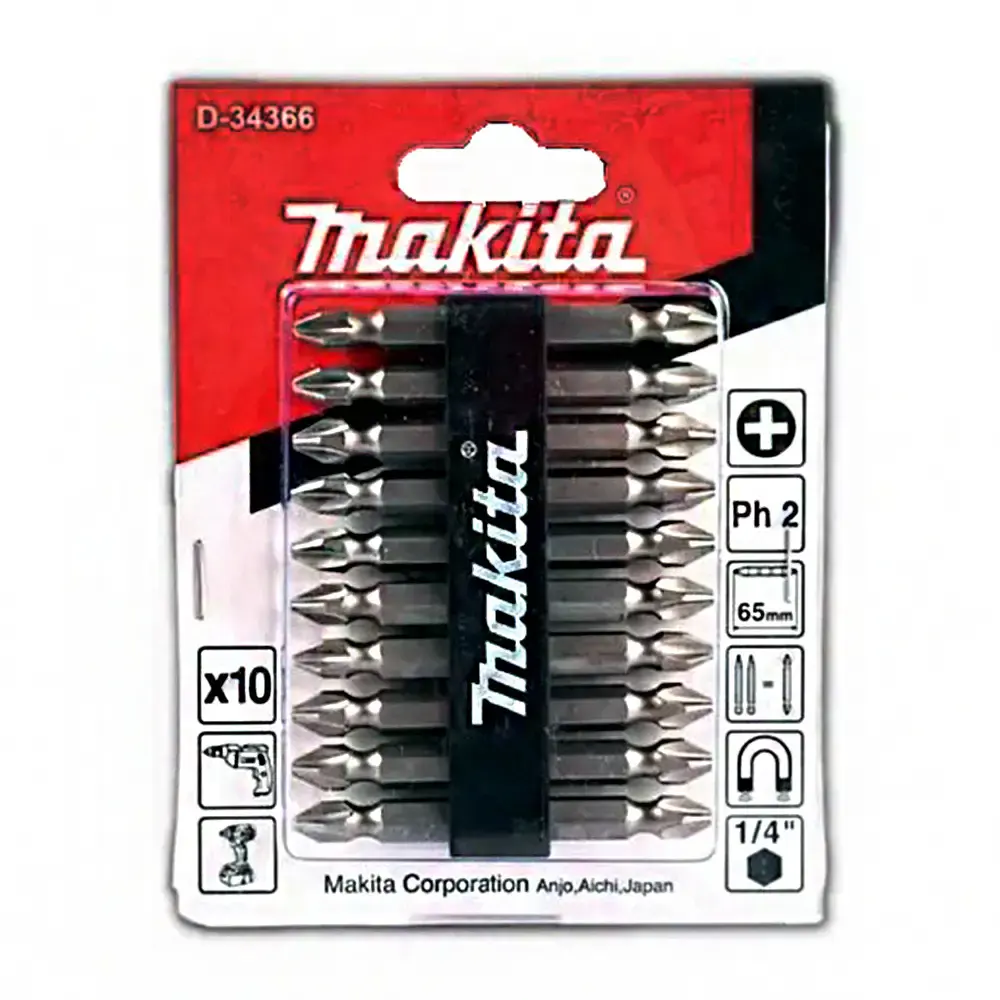 Jogo com 10 pontas duplas philips PH2 bits com 65MM Makita — fotografia 2