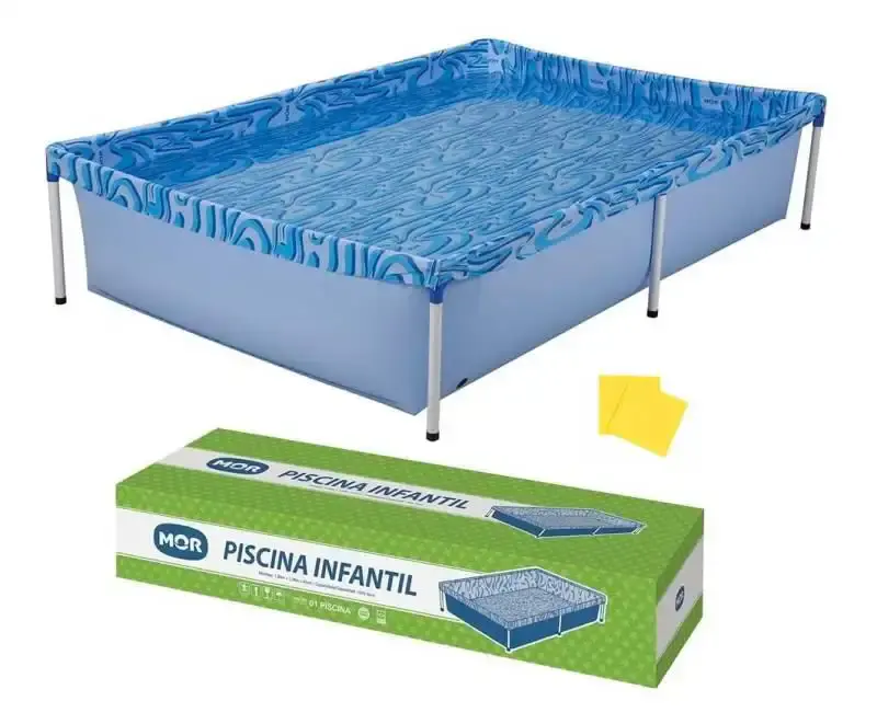 Piscina retangular 1000 litros de lona com armação 189X126X42 CM + 1 lança água bichinho Mor — fotografia 2