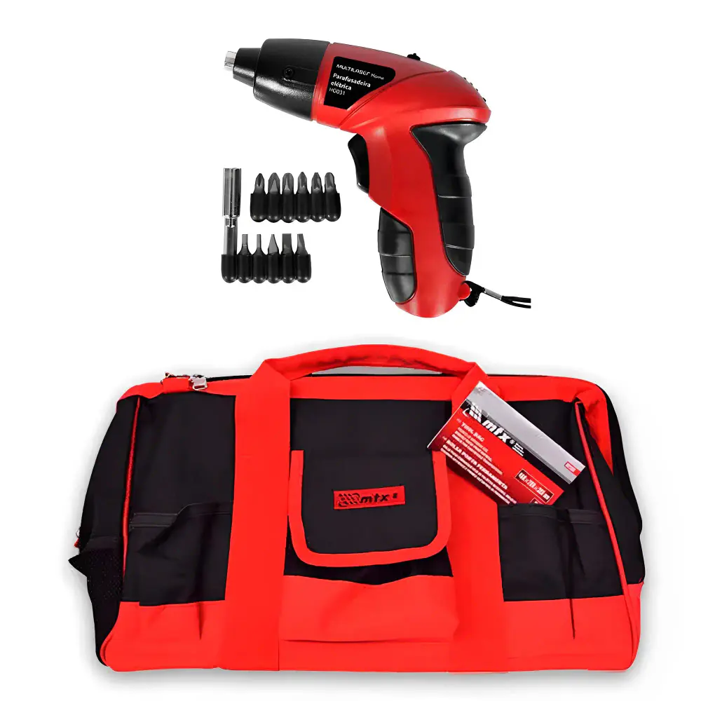 Kit bolsa 18POL da MTX + parafusadeira a bateria 4,8V multilaser