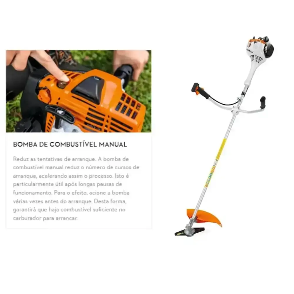 Roçadeira combustão a gasolina 1,0 CV 27,2 CC lâmina 2 facas FS 55 Stihl — fotografia 3