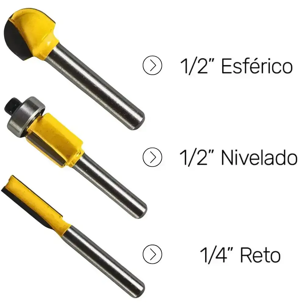 Tupia para laminado 6MM 530W makita com jogo de fresas para madeira 6 MM 3 peças evald 220 V Makita MT — fotografia 6