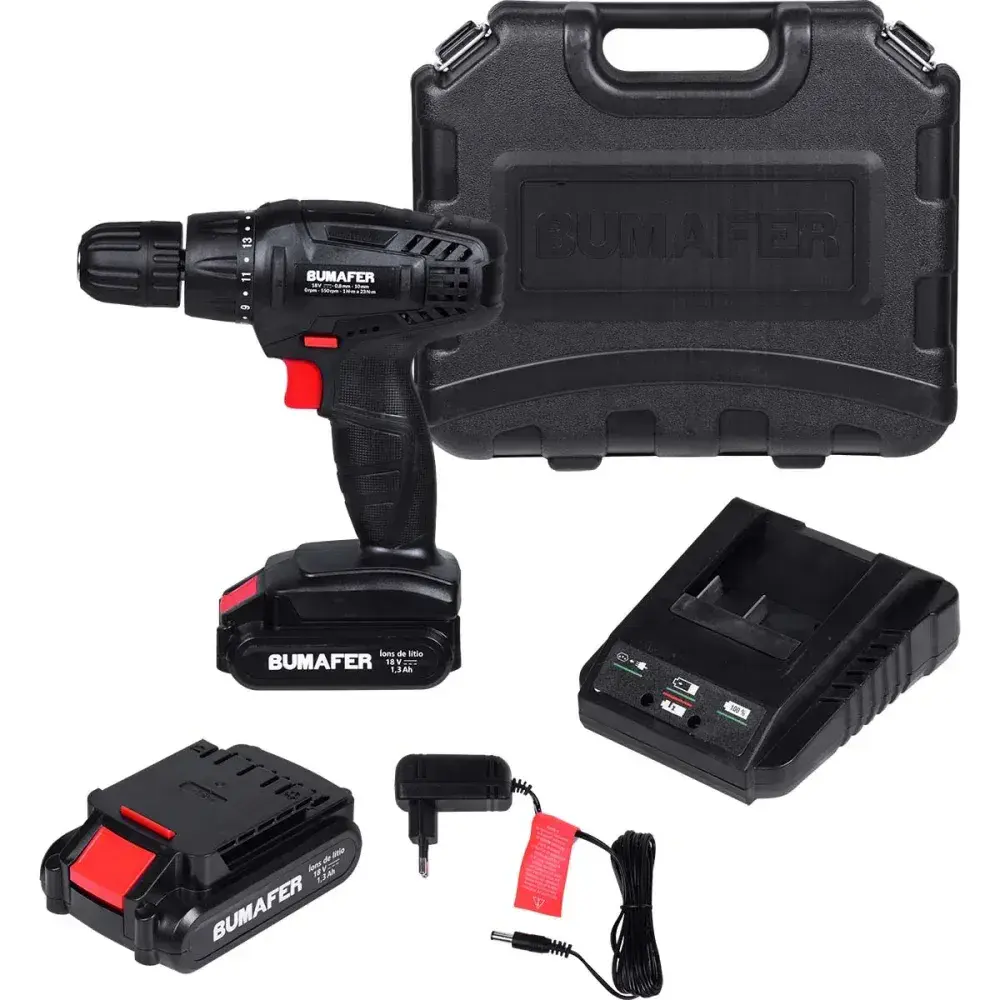 Parafusadeira furadeira a bateria 13AH 10MM 18V bivolt Bumafer — fotografia 9