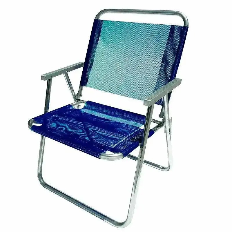 Cadeira de praia e piscina oversize 130 KG alumínio alta 130KG azul CAD0410 Botafogo