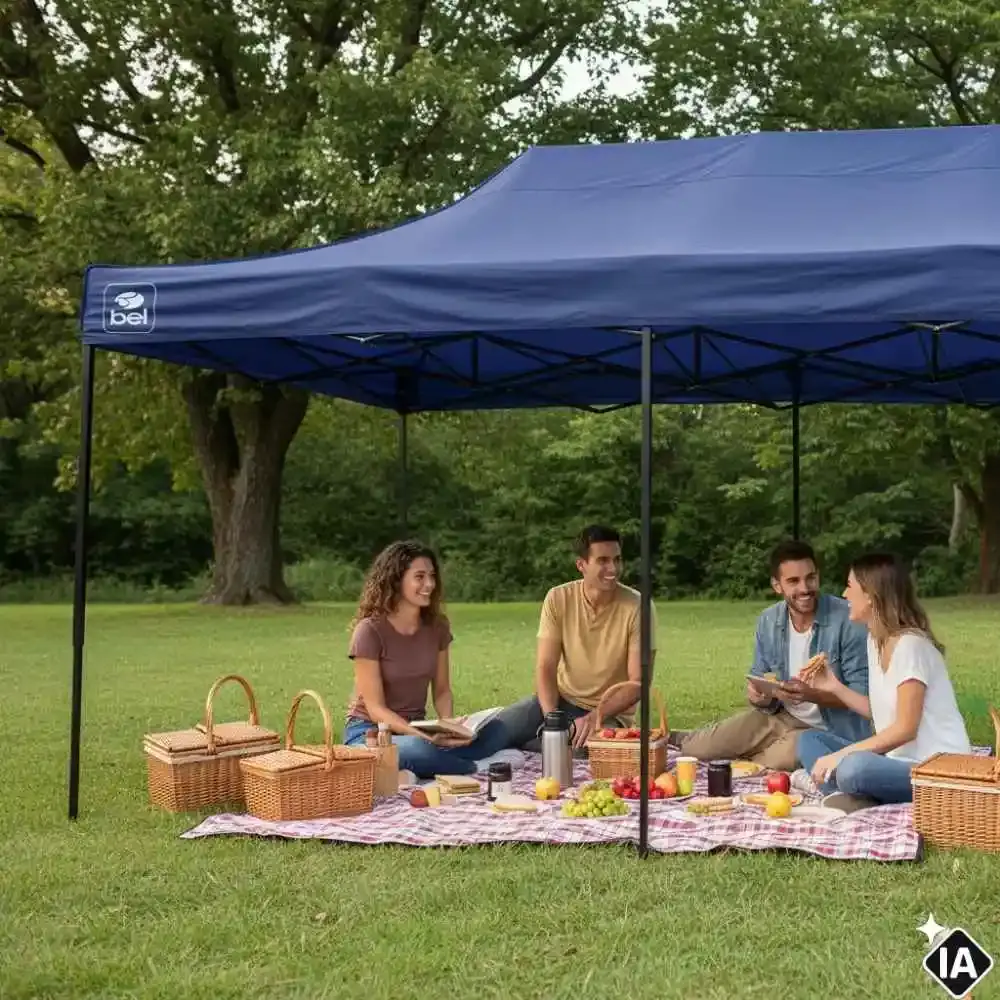 Tenda gazebo 3 x 6 metros em aço dobrável várias cores BEL Azul Belfix — fotografia 6