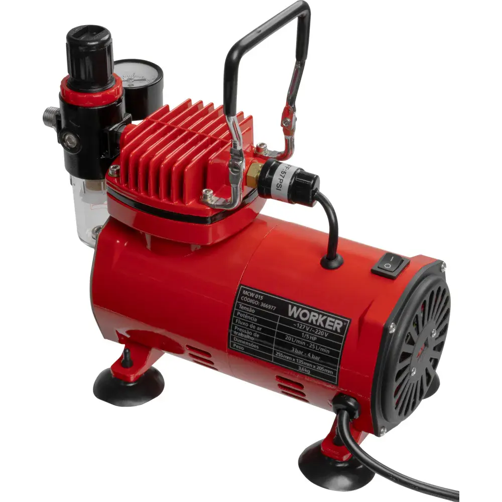 Minicompressor de ar com aerógrafo mcw 015 Worker — fotografia 5