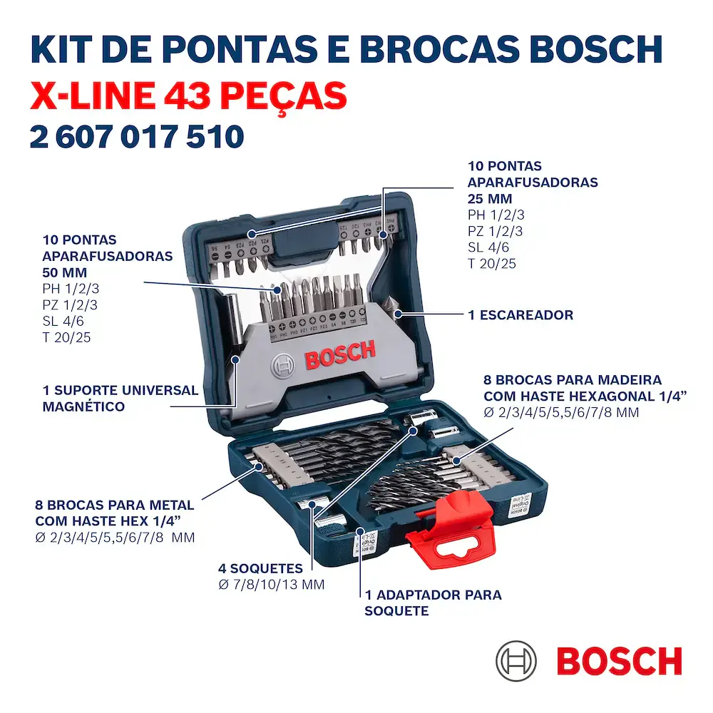 Kit de pontas e brocas Bosch X-Line 43 peças — fotografia 9
