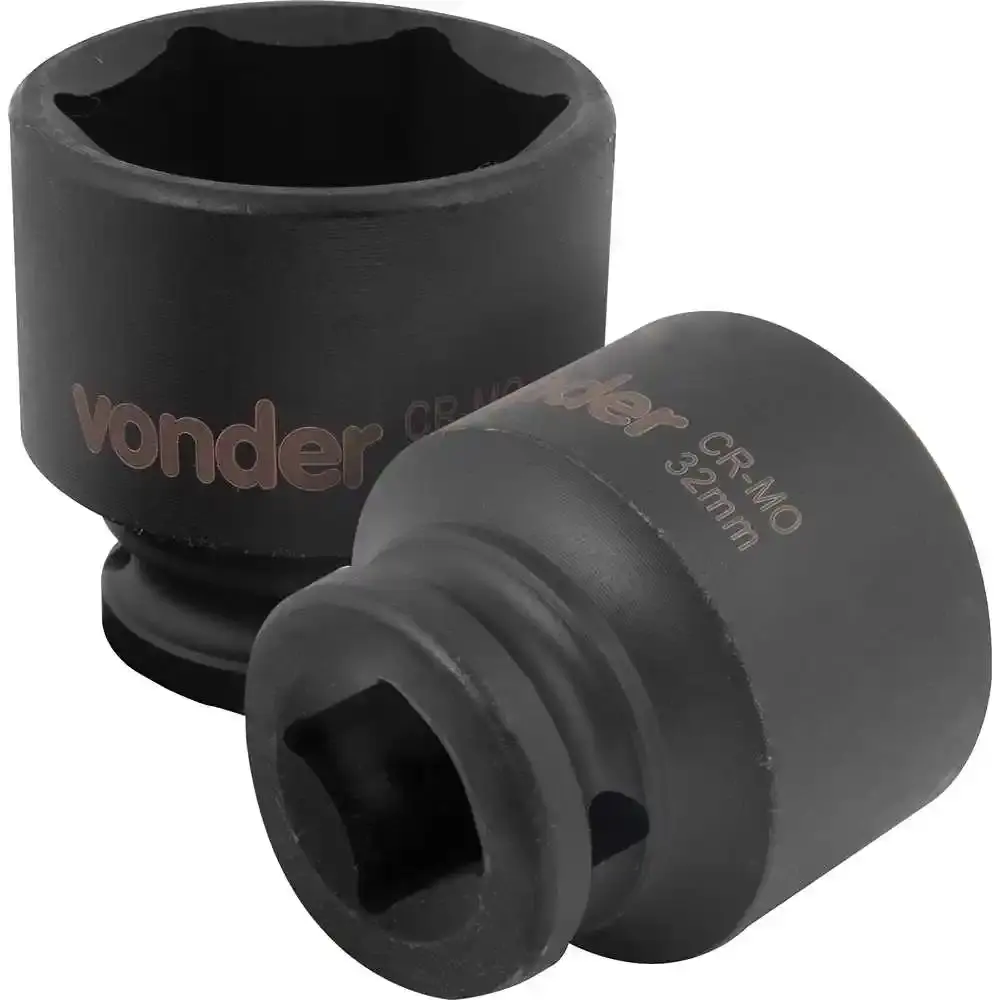 Soquete Sextavado Impacto Encaixe 1/2 polegada 32Mm cromado VONDER — fotografia de referência