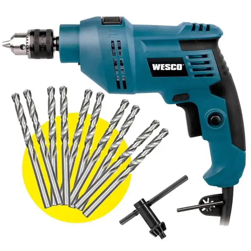 Furadeira de impacto 3/8 POL 550W profissional WS3173 Wesco + kit 10 brocas 110 V