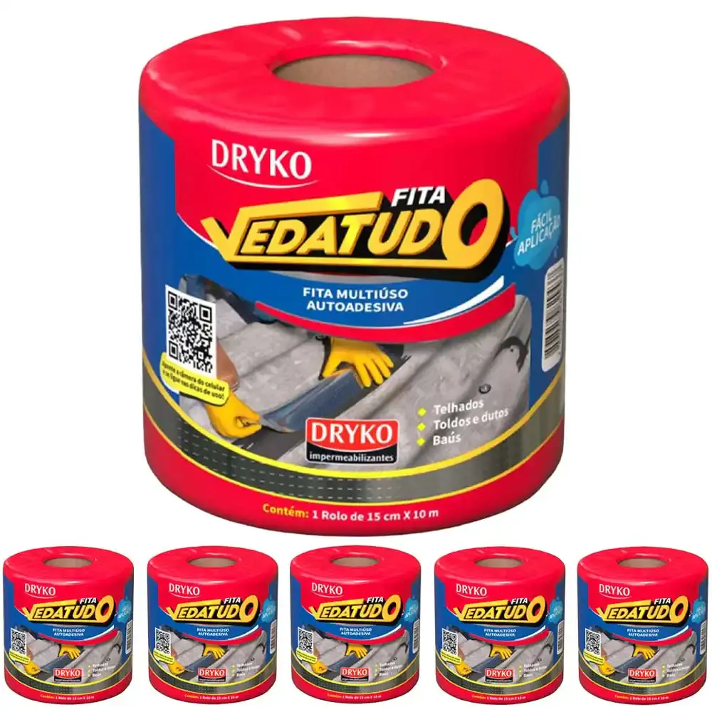Fita Asfáltica Vedatudo 15 cm x 10 m 6 Unidades DRYKO