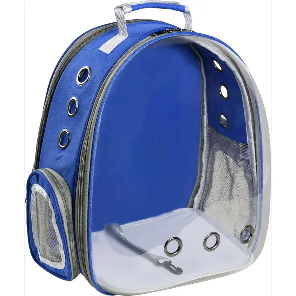 Mochila de transporte cabana expansível para pets azul da Kala — fotografia 5