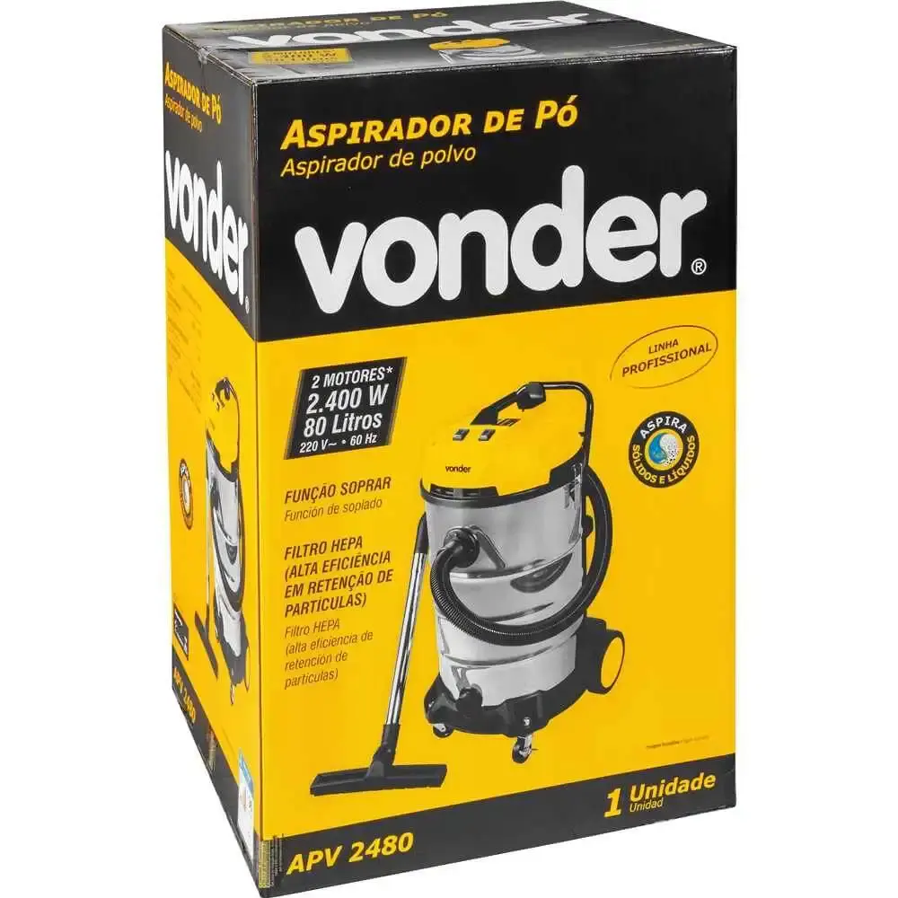 Aspirador de pó e líquidos 80 litros 2.400W APV2480 Vonder 220 V — fotografia 7