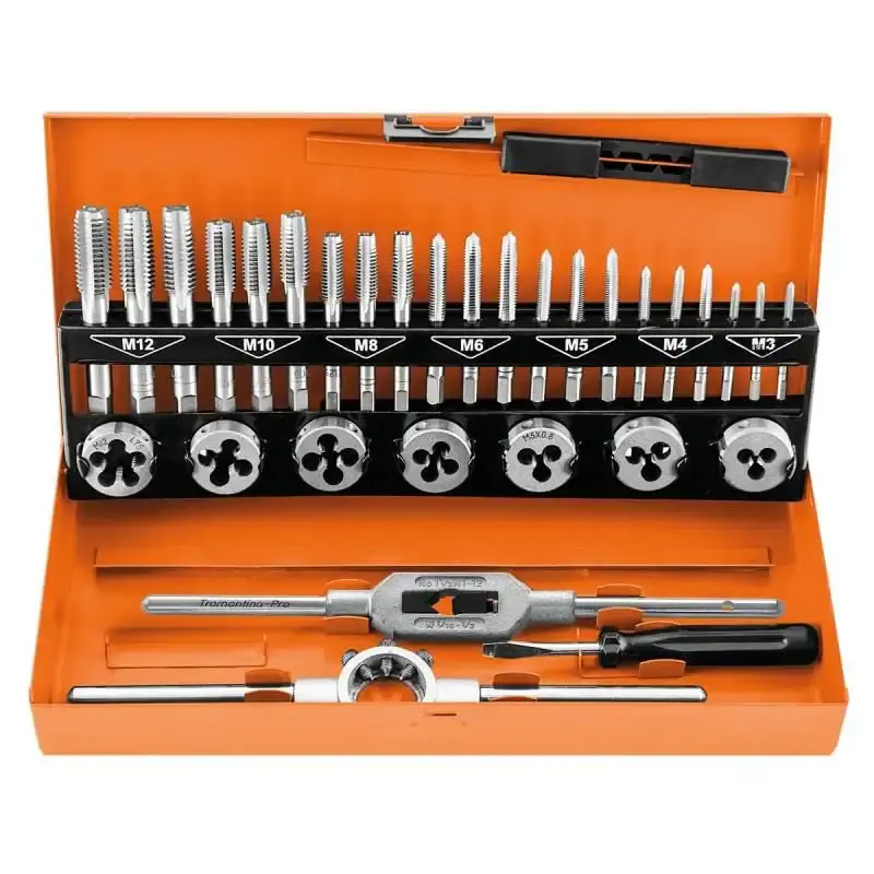 Jogo de machos e cossinetes kit com 32 peças Tramontina — fotografia de referência