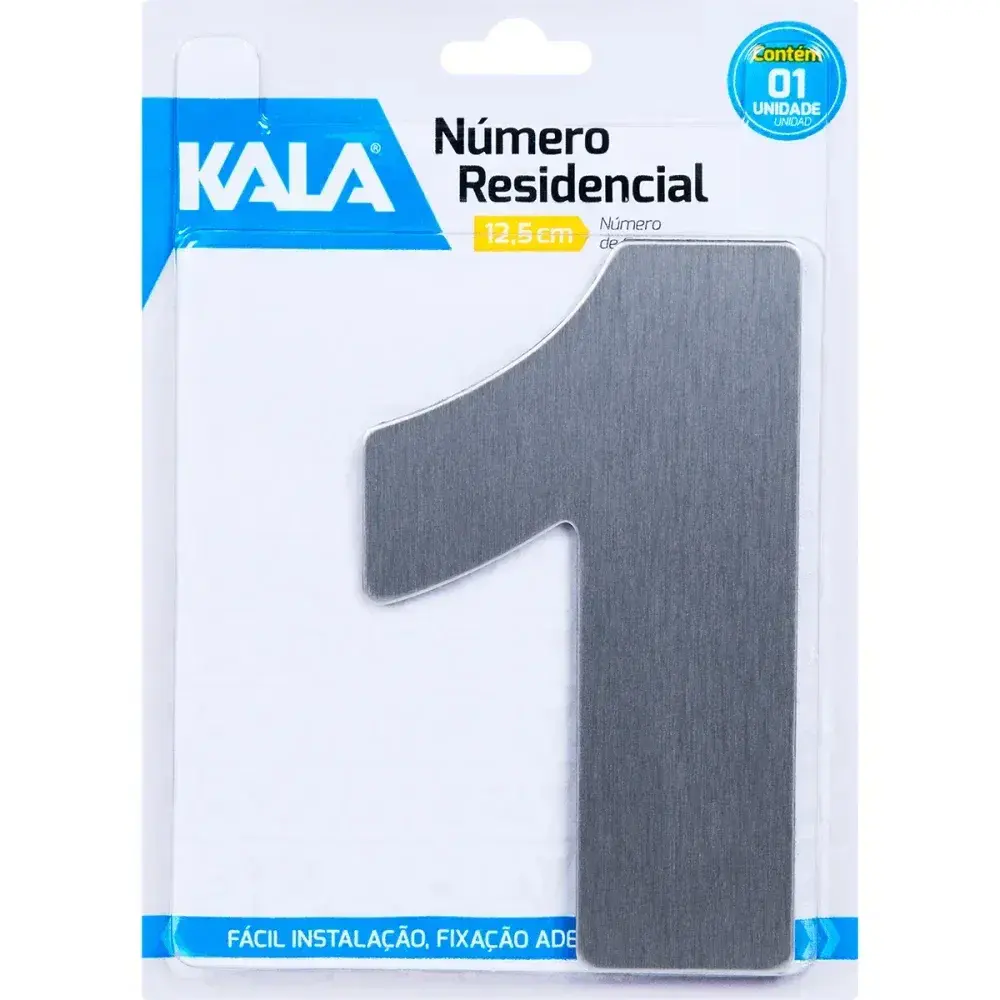 Número residencial N°1 aço escovado 12,5CM Kala — fotografia 4